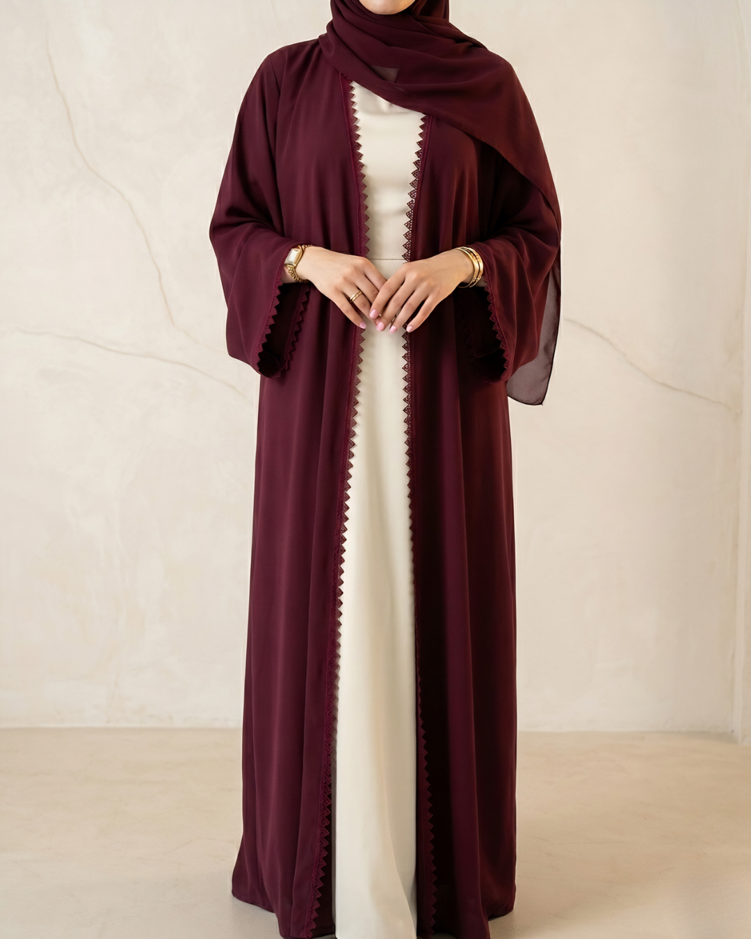 Burgundy Lace Trim Upper