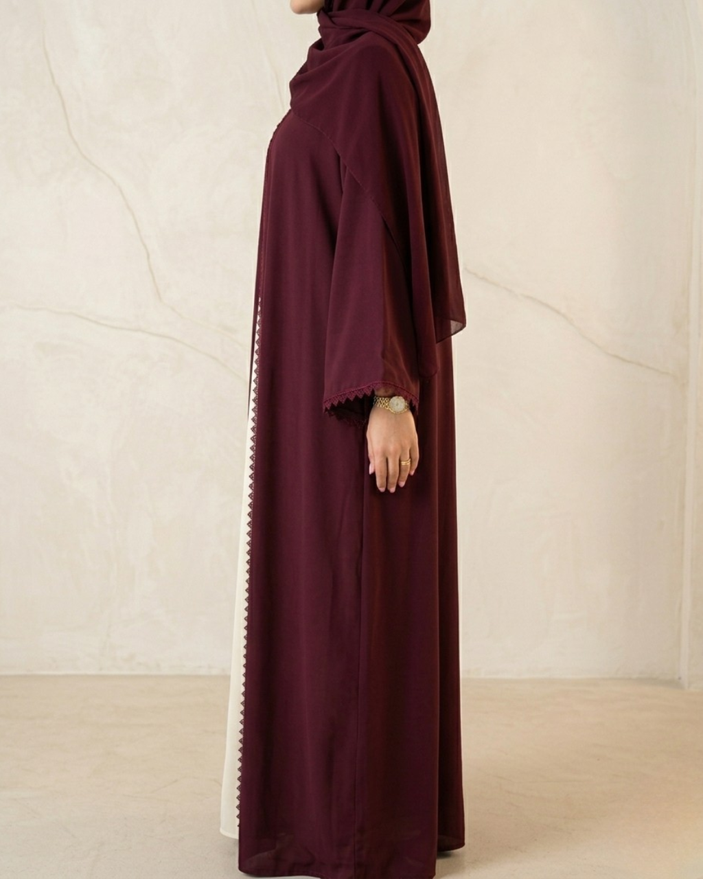 Burgundy Lace Trim Upper