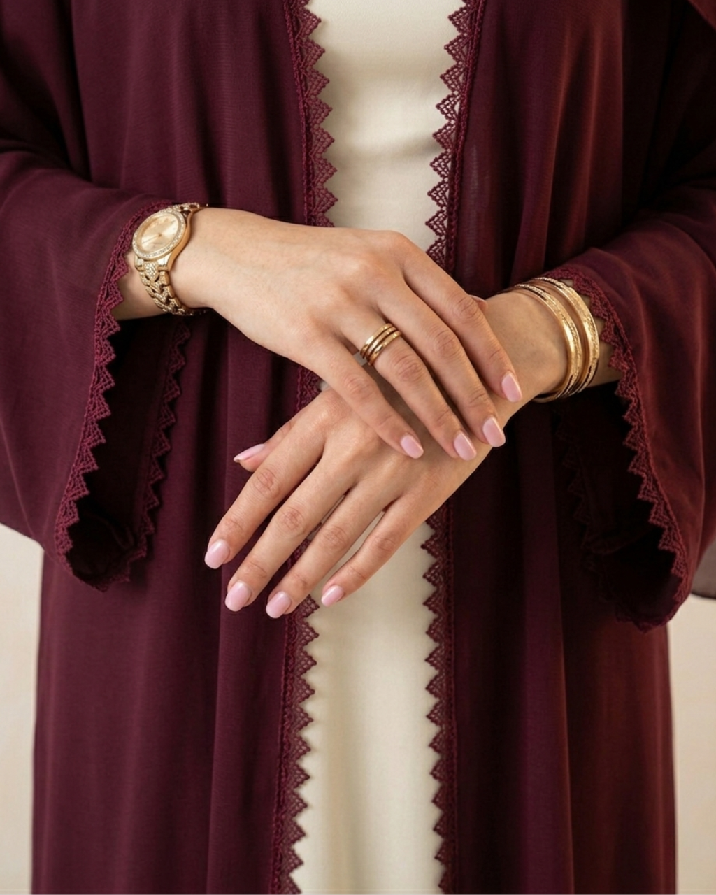 Burgundy Lace Trim Upper