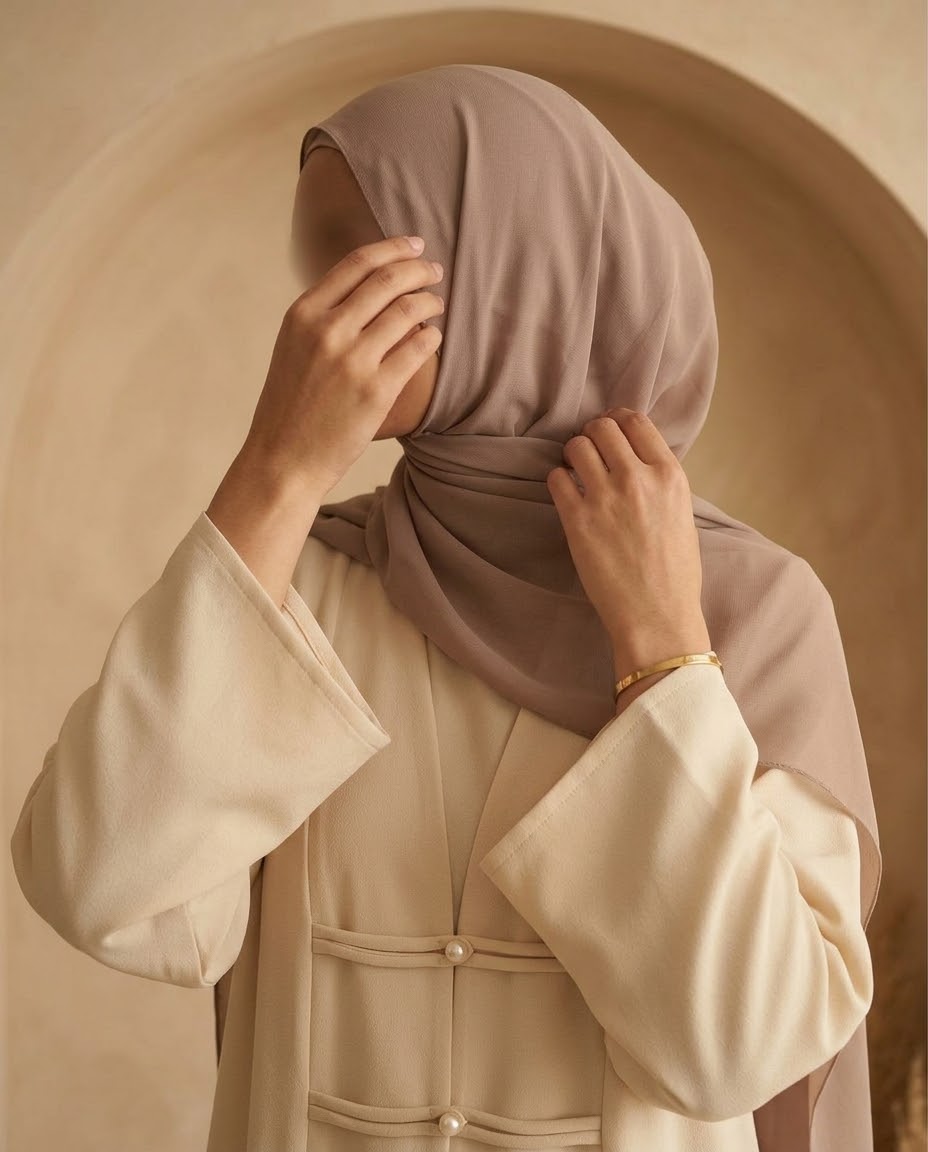 Ivory pearl loop open abaya by Khimar by Sana