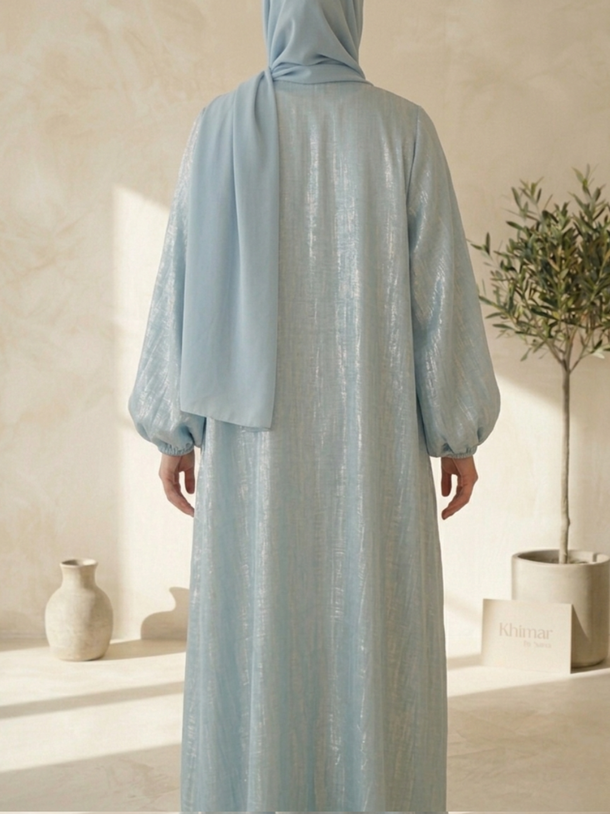 The Ice Blue Shimmer Abaya