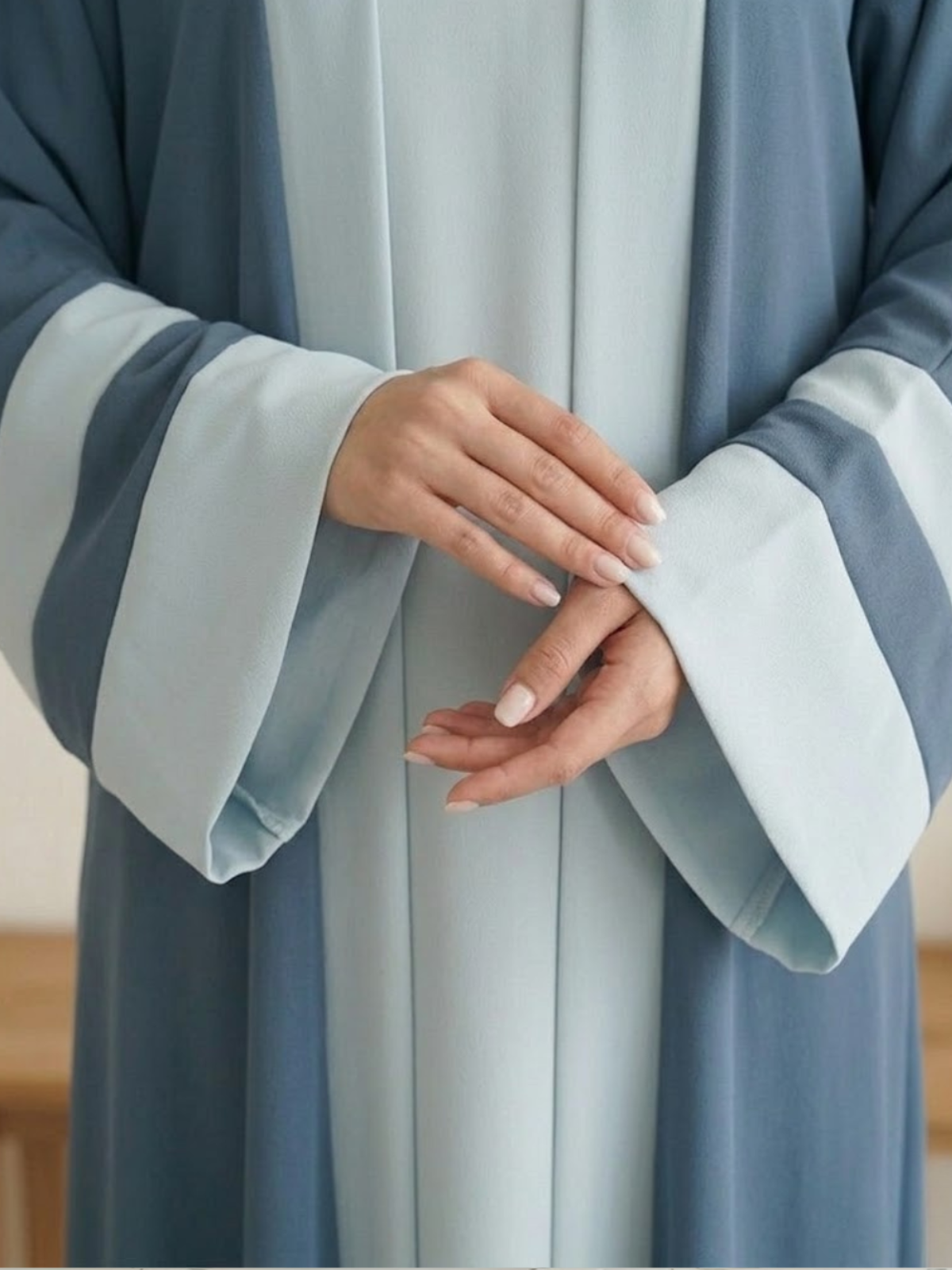 The Steel Blue Colorblock Abaya