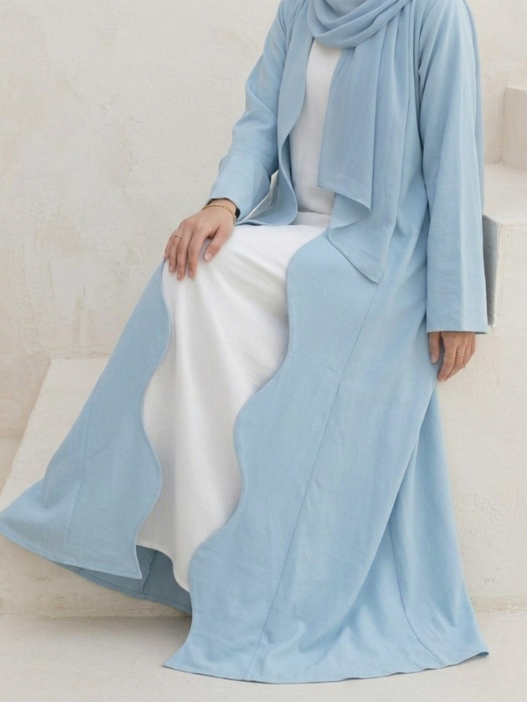 Sky Blue Wavy Abaya