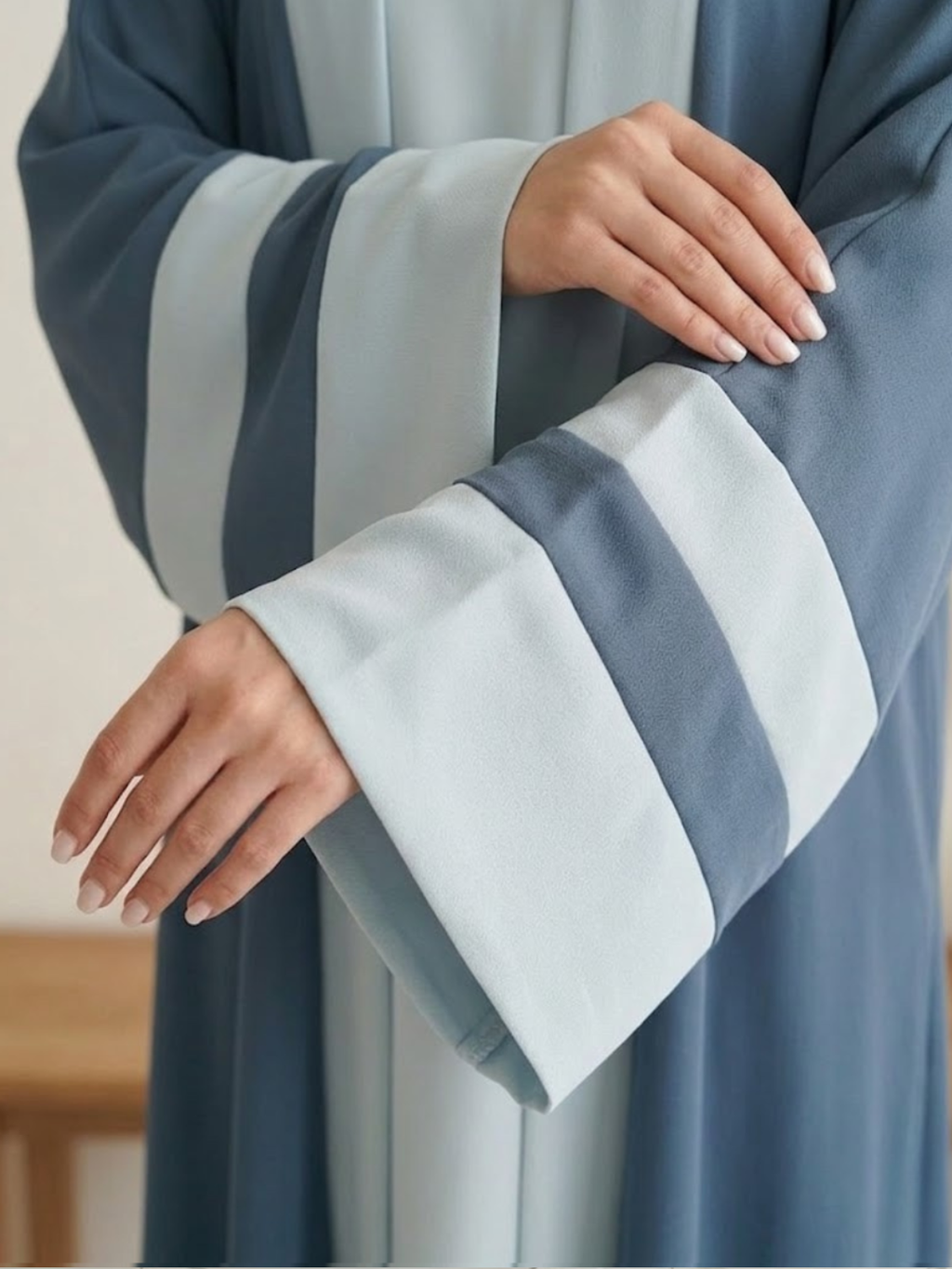 The Steel Blue Colorblock Abaya
