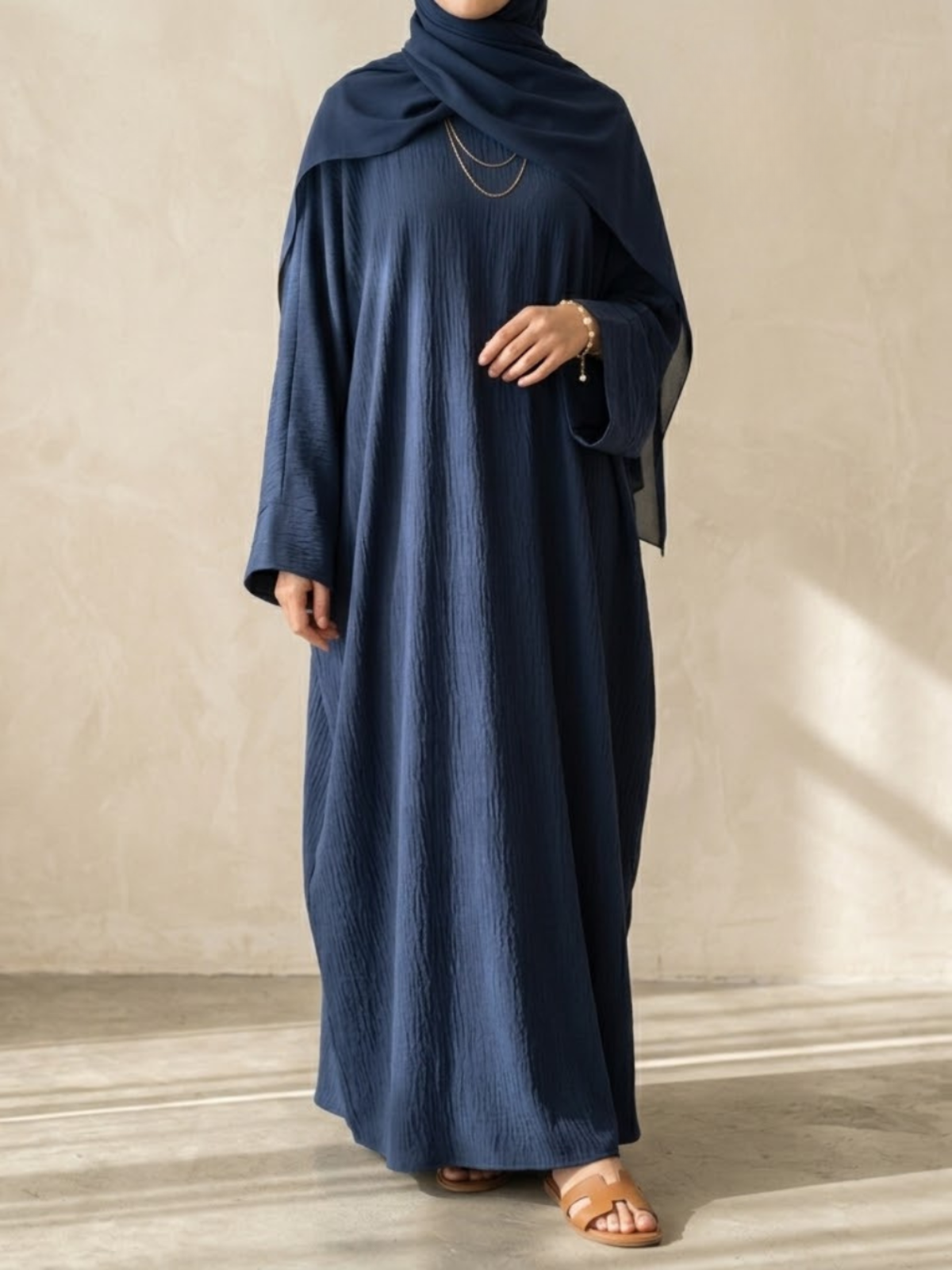 The Navy Crinkle Abaya