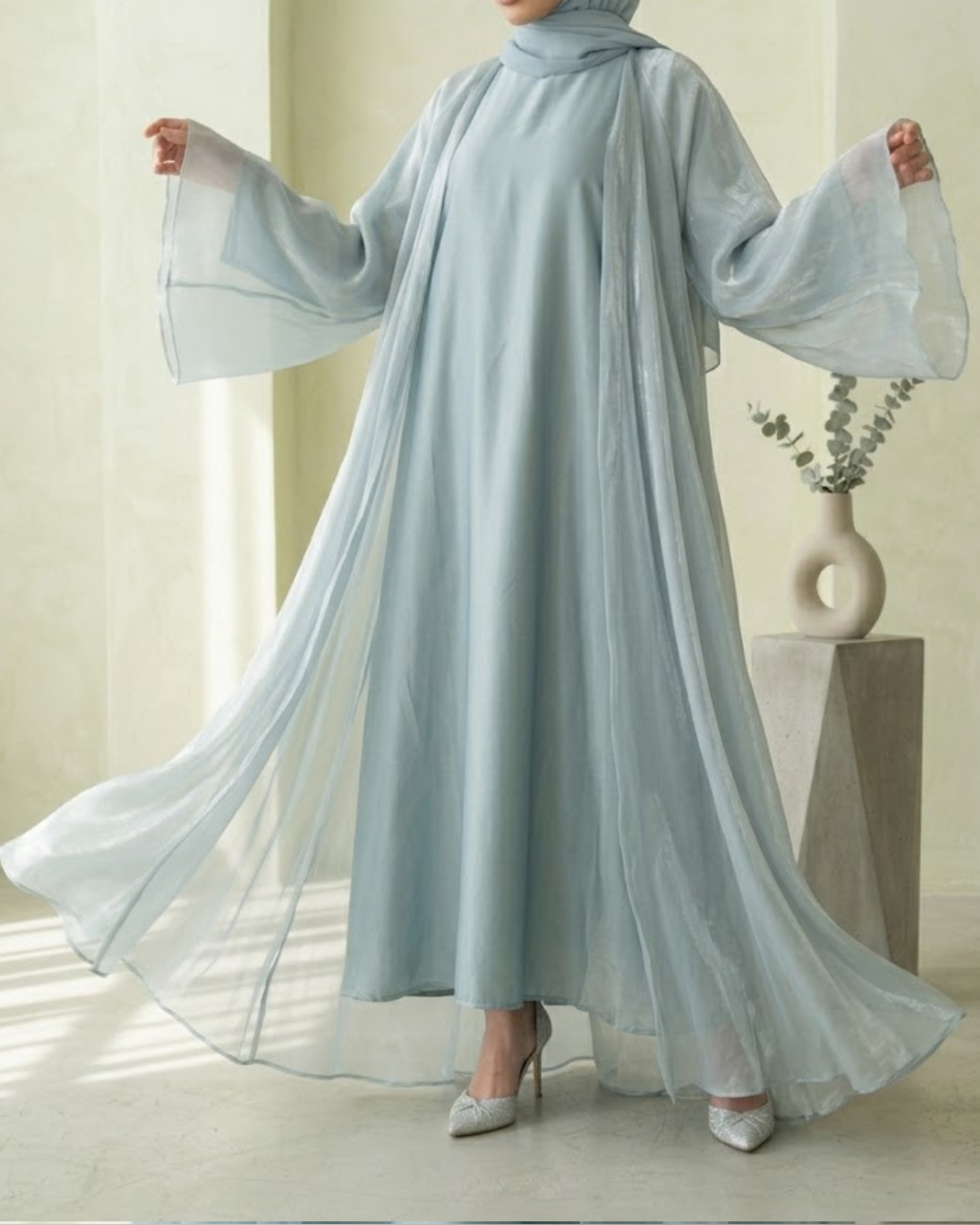 The Sky Blue Organza Abaya