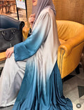 Ombre Silver-Teal Silk Abaya